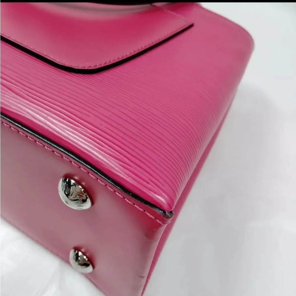 Auth Louis Vuitton Pink Black Epi LV Kleber PM Structured 2way Satchel Purse
